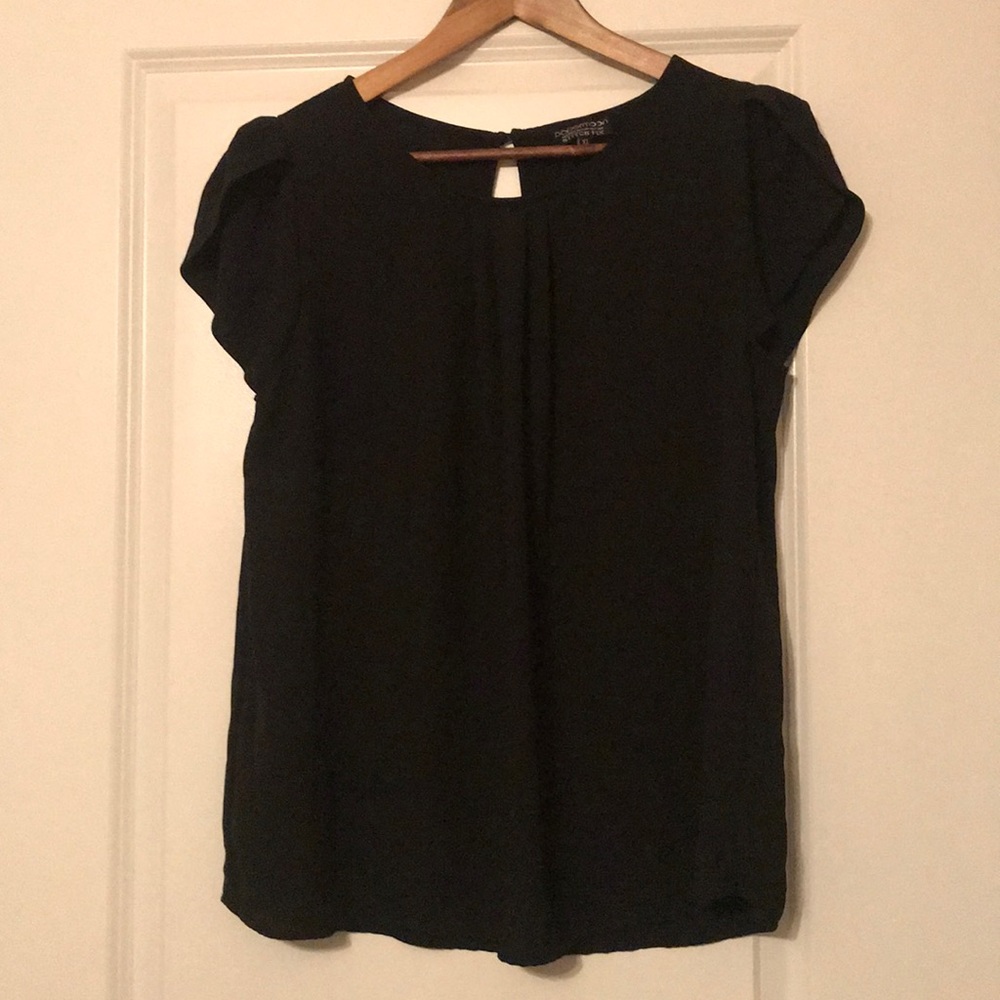 Black blouse with cap sleeves